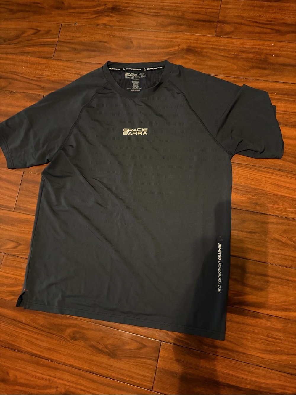 Gracie Barra Short Sleeve Athletic Tee - dark gray with Pale Logo